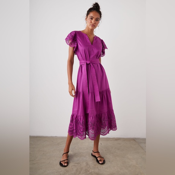 EUC Rails Gia Eyelet Midi Dress | Size XS | Purple Cotton - Picture 5 of 12